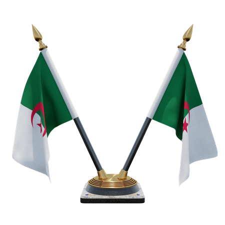 Support de drapeau de bureau double (V) Algérie  3D Icon