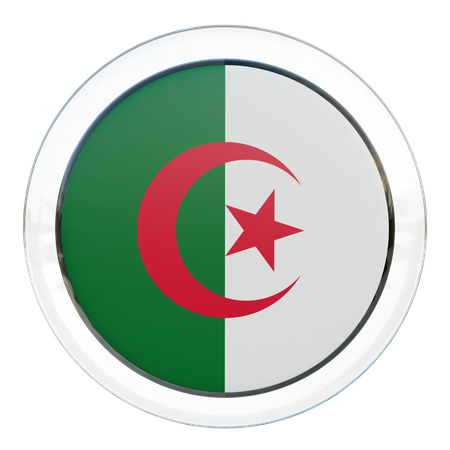 Drapeau rond de l'Algérie  3D Icon