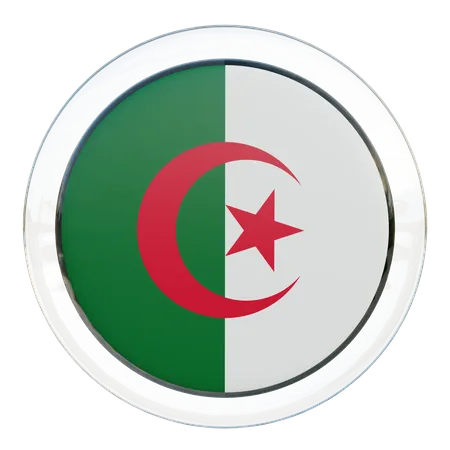 Drapeau rond de l'Algérie  3D Icon