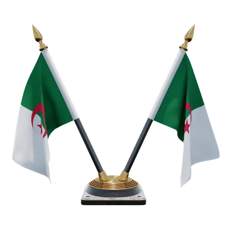 Algerien Doppelter (V) Tischflaggenständer  3D Icon