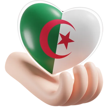 Algerien Flagge Herz Handpflege  3D Icon