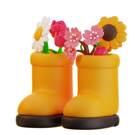 Algunas flores en botas  3D Icon