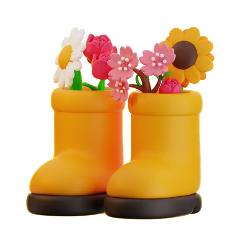 Algunas flores en botas  3D Icon