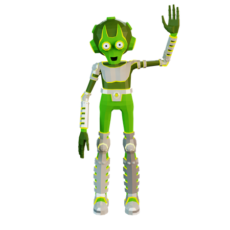 Alien astronaut waving a greeting  3D Illustration