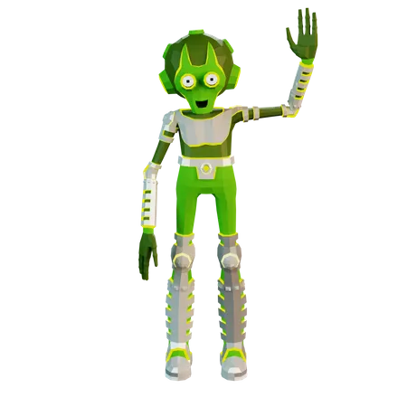 Alien astronaut waving a greeting  3D Illustration