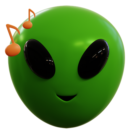 Alien Listening To Music Emoji  3D Icon