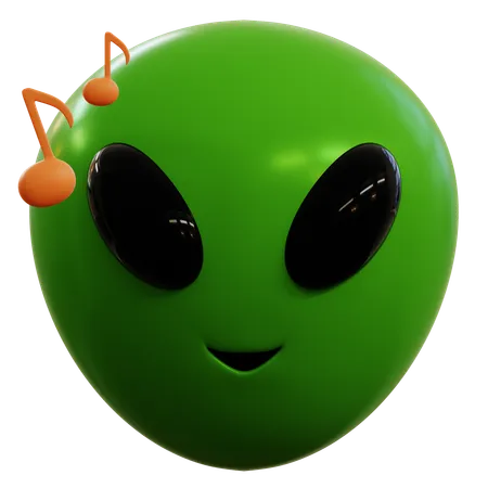 Alien Listening To Music Emoji  3D Icon