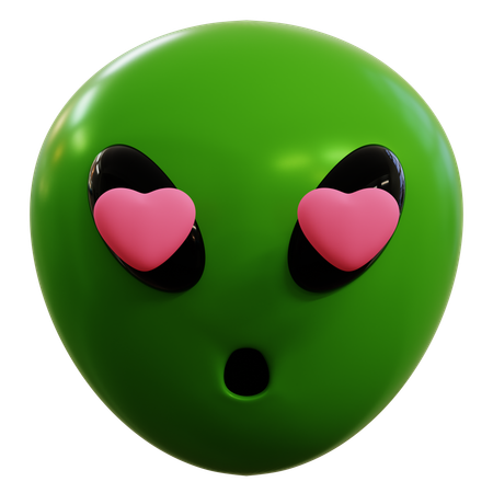 Alien Love Emoticon  3D Icon