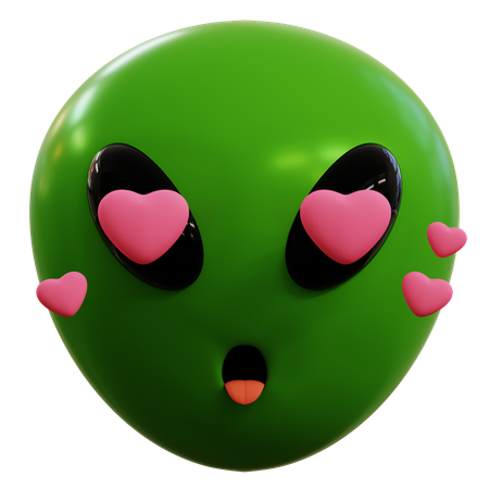 Alien Love Emoticon  3D Icon