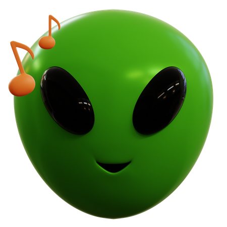 Emoji alienígena ouvindo música  3D Icon