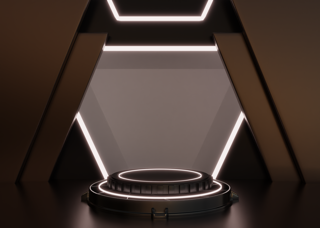 Alien Ship Futuristic Podium  3D Illustration