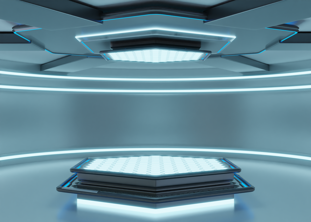 Alien Ship Futuristic Podium  3D Illustration