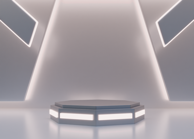 Alien Ship Futuristic Podium  3D Illustration