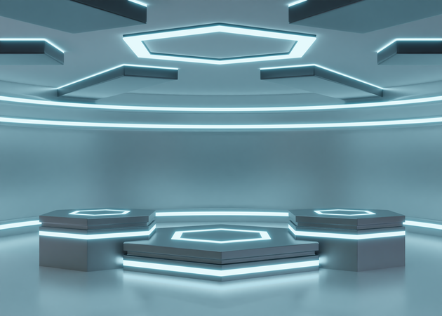 Alien Ship Futuristic Podium  3D Illustration