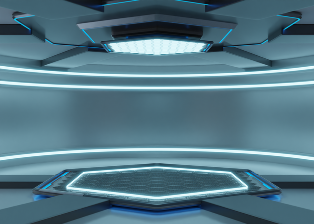 Alien Ship Futuristic Podium  3D Illustration