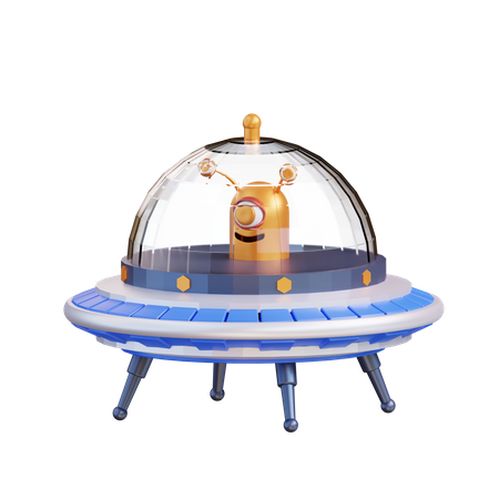 Alienígena dentro do OVNI  3D Icon