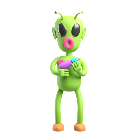 Extraterrestre verde  3D Icon