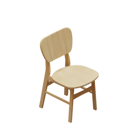 All Wood Dining Chair 3 D Render Illustration 3D Icon