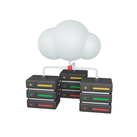 Concepto De Almacenamiento En La Nube De Renderizado 3 D Con Nube Y Simbolo De Servidor Colorido Util Para Servidores De TI 3D Illustration