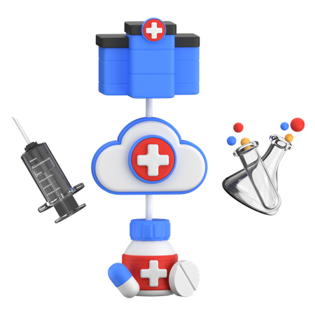 Almacenamiento en la nube para la salud  3D Icon