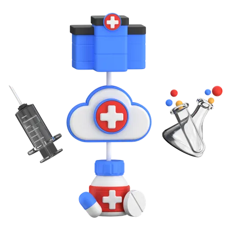 Almacenamiento en la nube para la salud  3D Icon