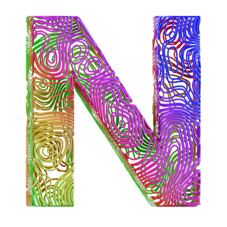 アルファベット 抽象的な形 n  3D Icon