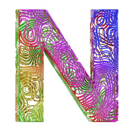 アルファベット 抽象的な形 n  3D Icon