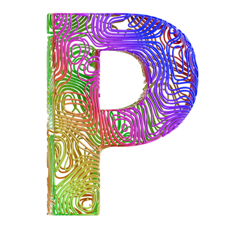 Alphabet Abstract Shape P  3D Icon