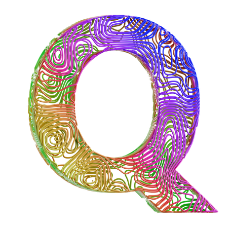 Alphabet Abstract Shape Q  3D Icon