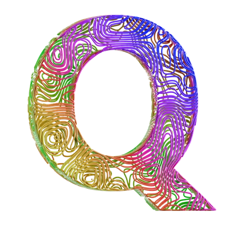 Alphabet Abstract Shape Q  3D Icon