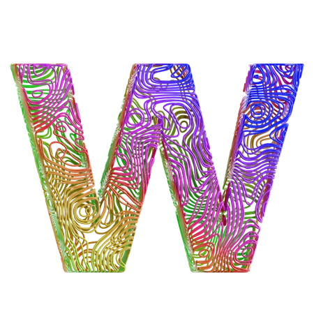 Alphabet Abstract Shape W  3D Icon