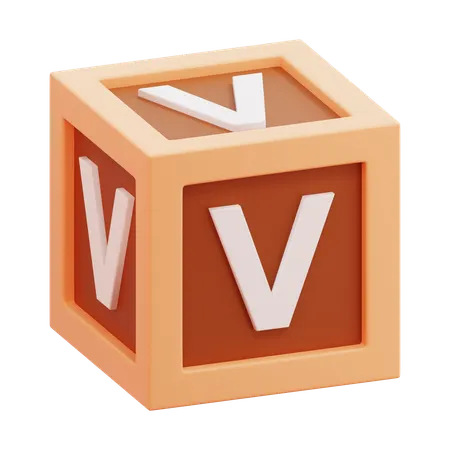 Alphabet Box Letter V  3D Icon