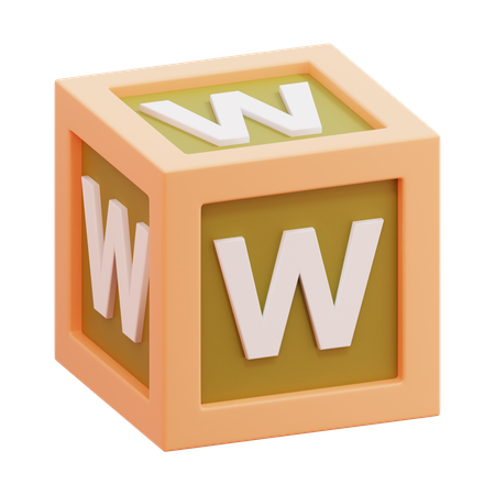 Alphabet Box Letter W  3D Icon