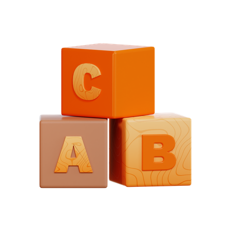 Alphabet Cube 3D Illustration
