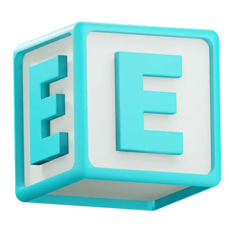 3 D E Alphabet Block Illustration 3D Icon