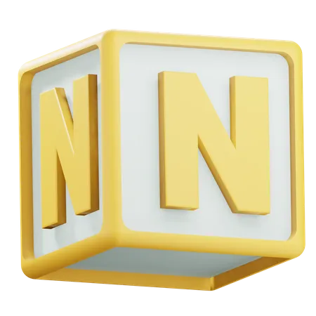 3 D N Alphabet Block Illustration 3D Icon
