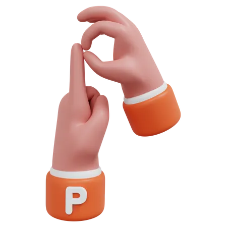 Alphabete Geste p  3D Icon