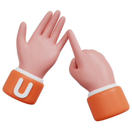 Alphabete Geste u  3D Icon