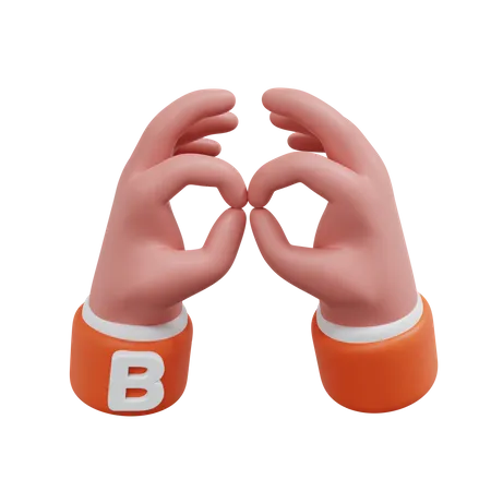 Alphabets Gesture B  3D Icon