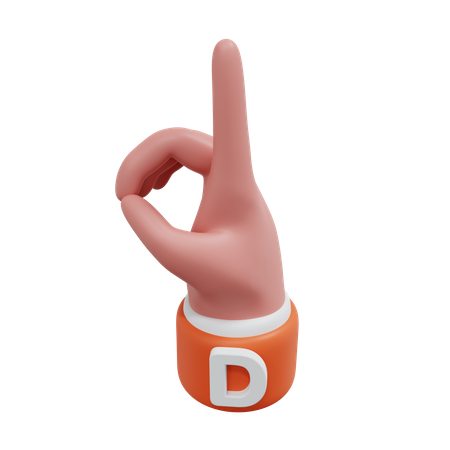 Alphabets Gesture D  3D Icon