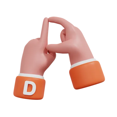 Alphabets Gesture D  3D Icon