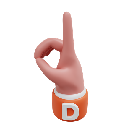 Alphabets Gesture D 3D Icon