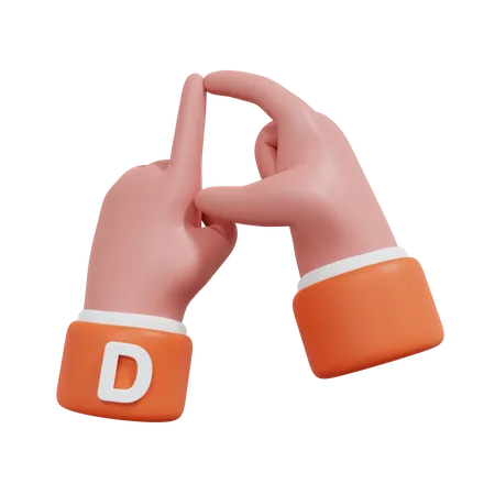 Alphabets Gesture D 3D Icon