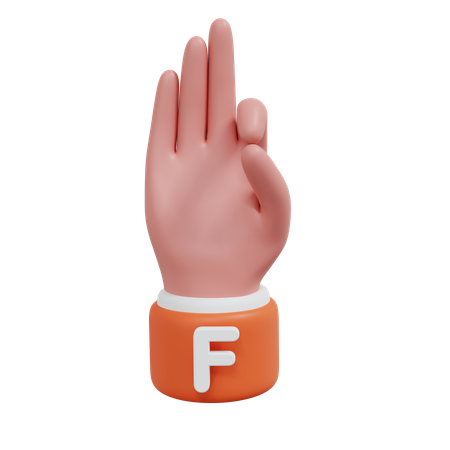 Alphabets Gesture F  3D Icon