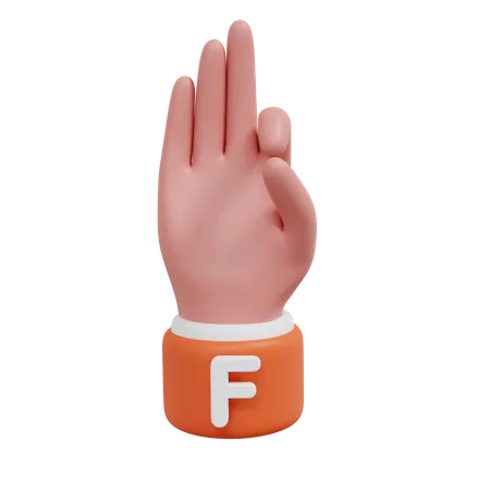 Alphabets Gesture F 3D Icon