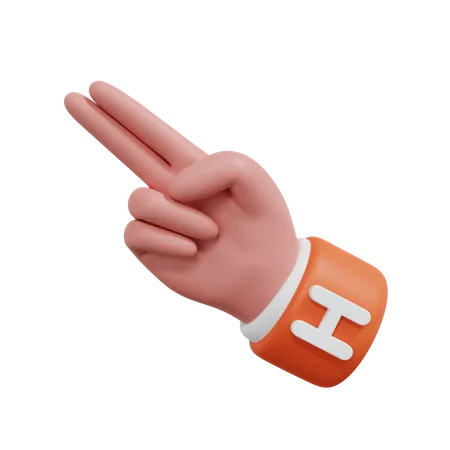 Alphabets Gesture H  3D Icon