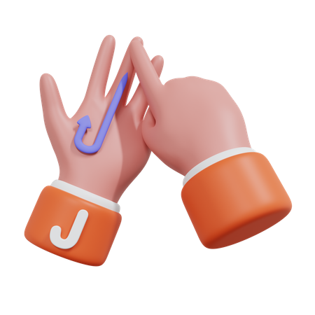 Alphabets Gesture J  3D Icon