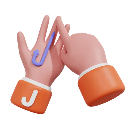 Alphabets Gesture J  3D Icon