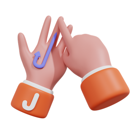 Alphabets Gesture J 3D Icon