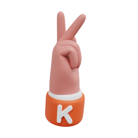 Alphabets Gesture K  3D Icon